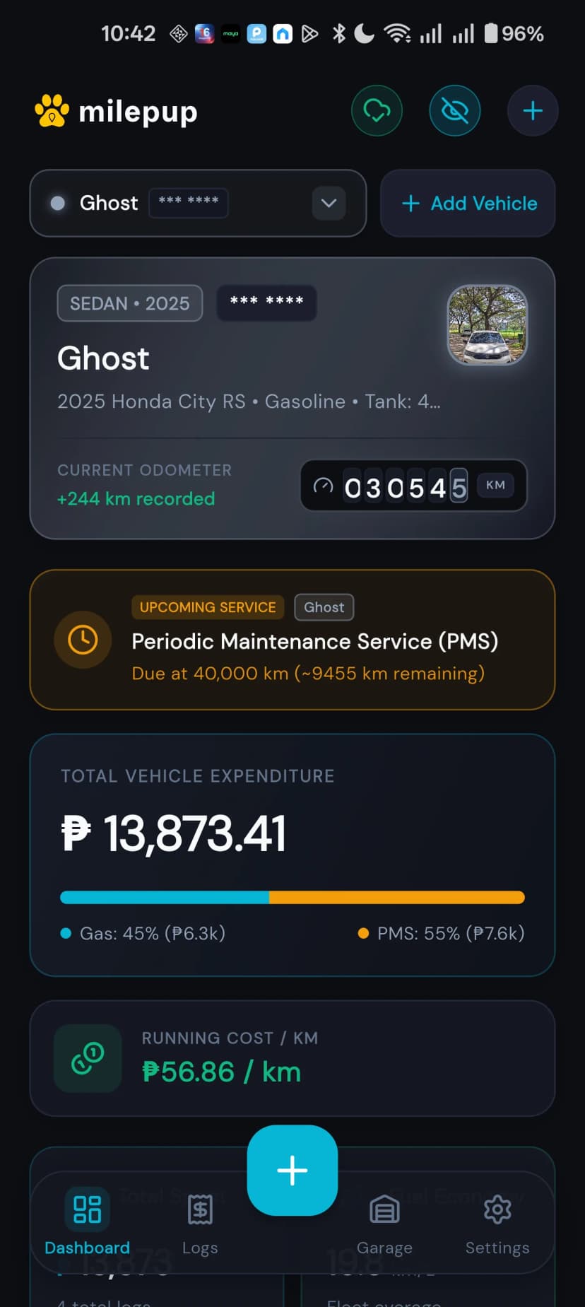 milepup Mobile App Interface